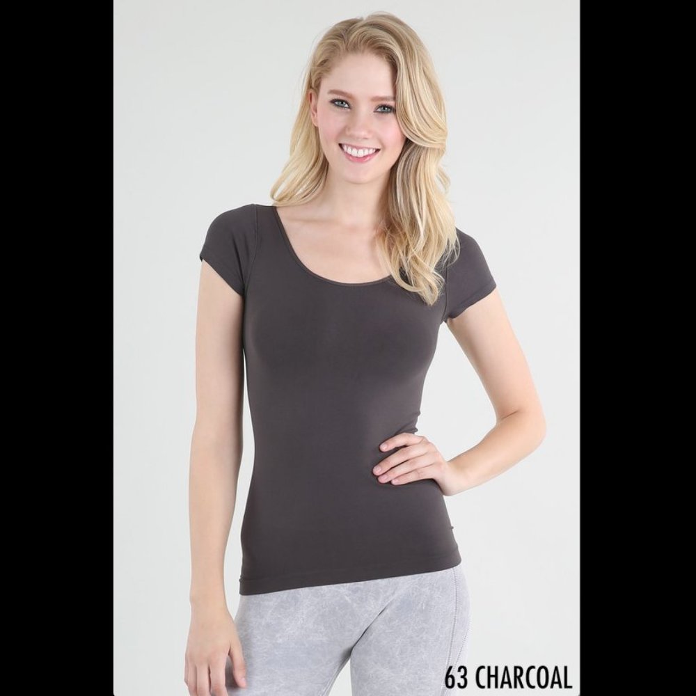 NEW Charcoal Gray Cap Sleeve Seamless, Soft and Stretchy